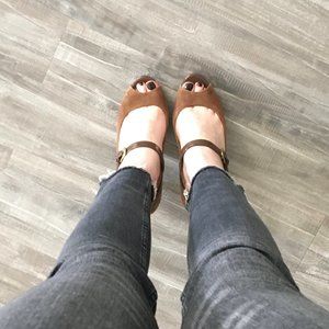 Franco Sarto Bronze - Brown Peep Toe Heels